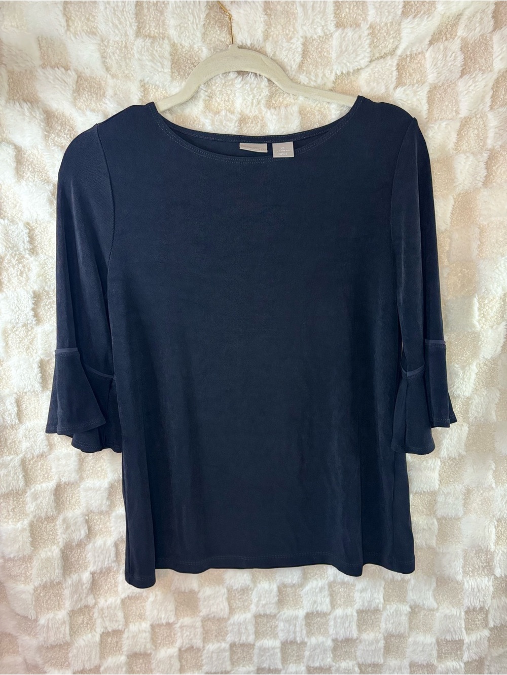 Chicos Travelers Women's black Ruffle Sleeve Top size 0